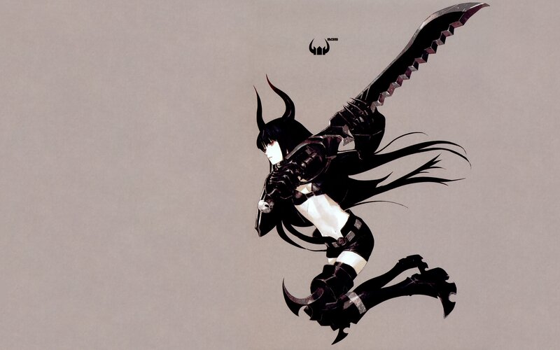 Anime Character with Sword — Black, Dramatic, Digital Art, Armor, Horns