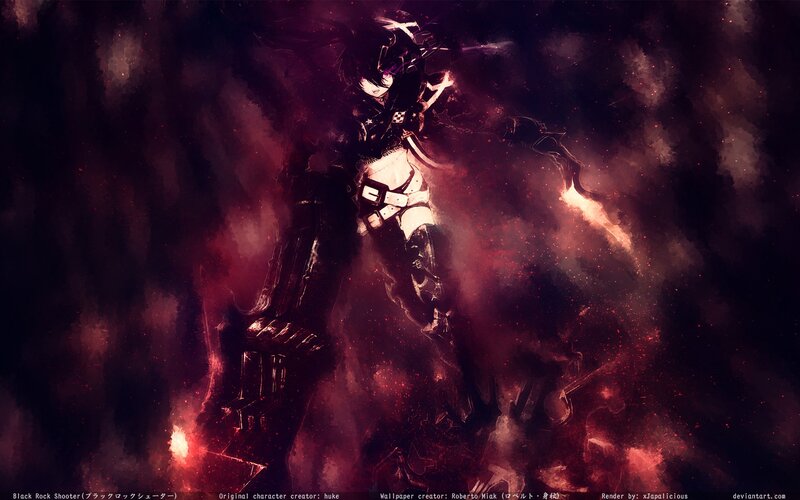 Anime Character with Sword — Black, Dramatic, Digital Art, Dark Background, Fire