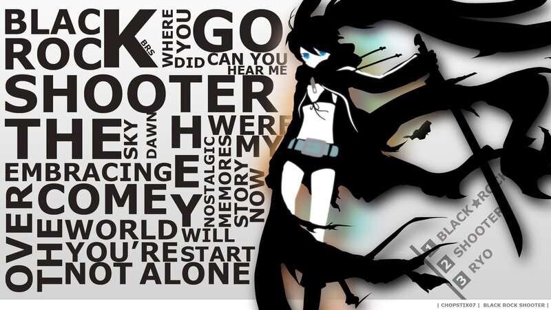 Anime Character with Sword — Black, Dramatic, Digital Art, Text Collage, Silhouette