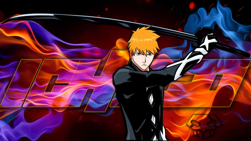 Anime Character with Sword — Black, Dramatic, Flames, Skull Symbol