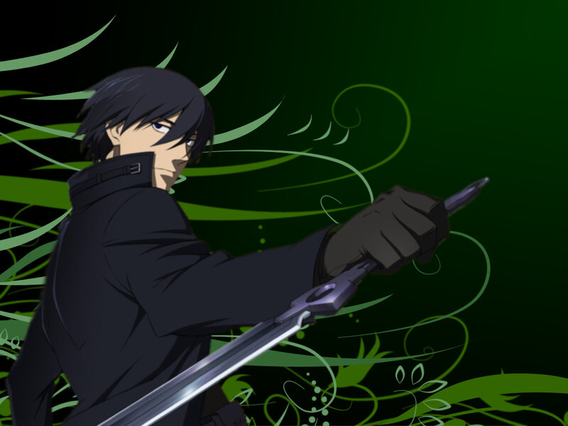 Anime Character with Sword — Black, Dramatic, Gloves