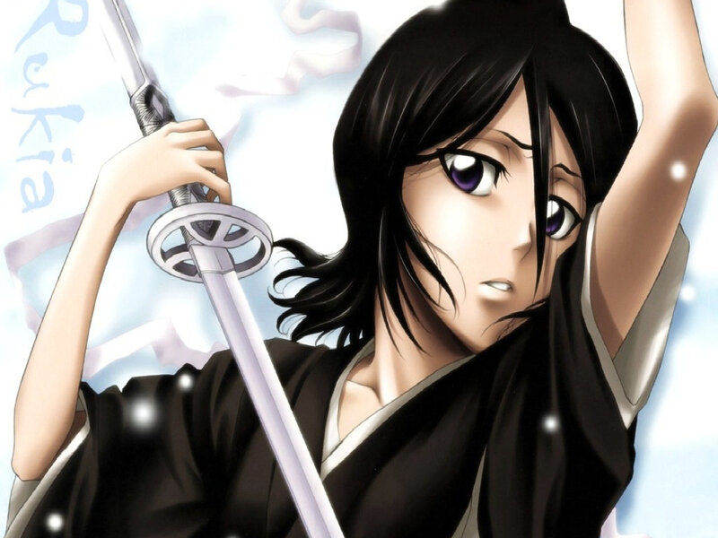 Anime Character with Sword — Black, Dramatic, Manga, Black Hair, Purple Eyes