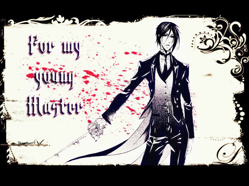 Anime Character with Sword — Black, Dramatic, Manga, Blood Splatters