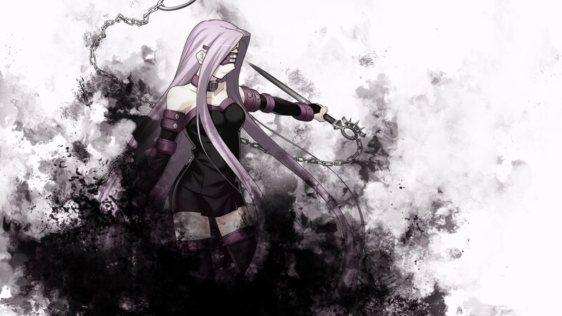 Anime Character with Sword — Black, Dramatic, Manga, Chain, Mask
