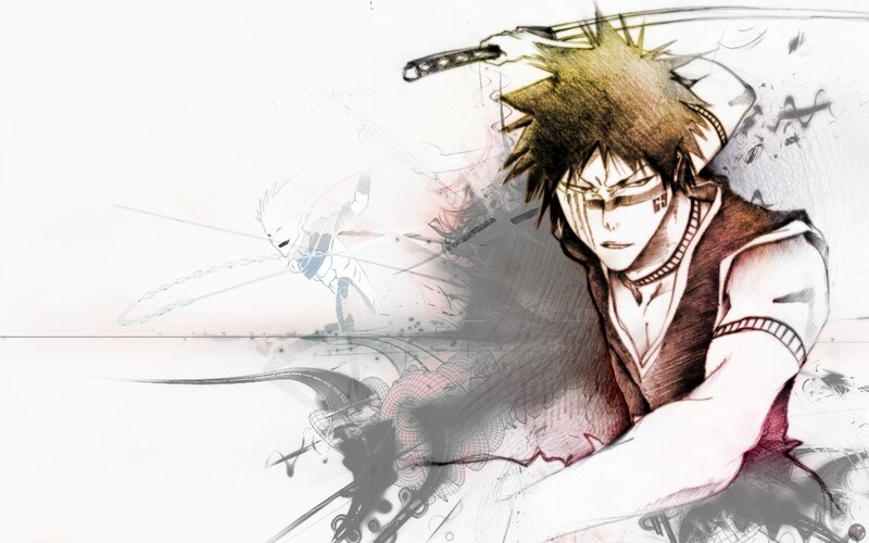 Anime Character with Sword — Black, Dramatic, Manga, Chain