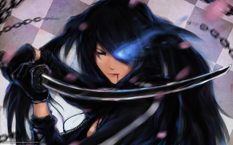 Anime Character with Sword — Black, Dramatic, Manga, Chains, Blood