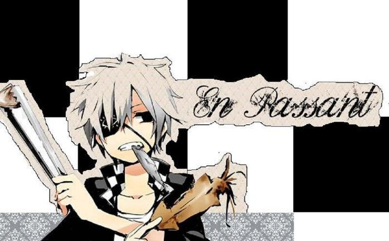 Anime Character with Sword — Black, Dramatic, Manga, Checkered Background