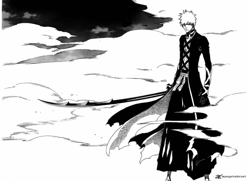 Anime Character with Sword — Black, Dramatic, Manga, Clouds, Dark Sky