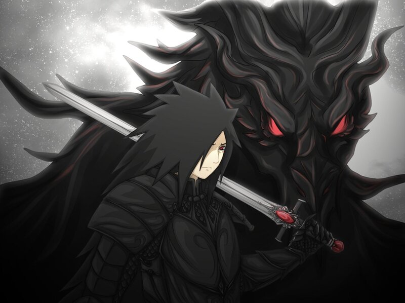 Anime Character with Sword — Black, Dramatic, Manga, Dark Cloak