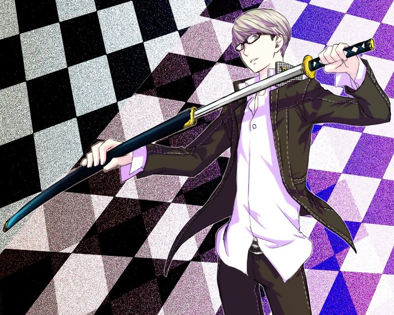 Anime Character with Sword — Black, Dramatic, Manga, Glasses
