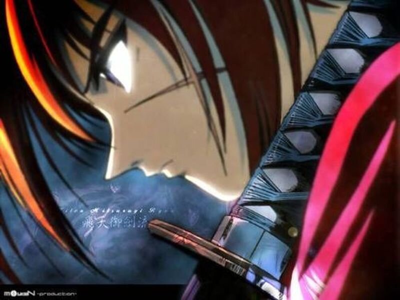 Anime Character with Sword — Black, Dramatic, Manga, Hair