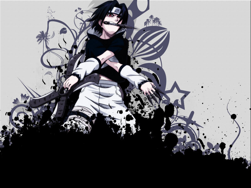 Anime Character with Sword — Black, Dramatic, Manga, Headband, Claws, White