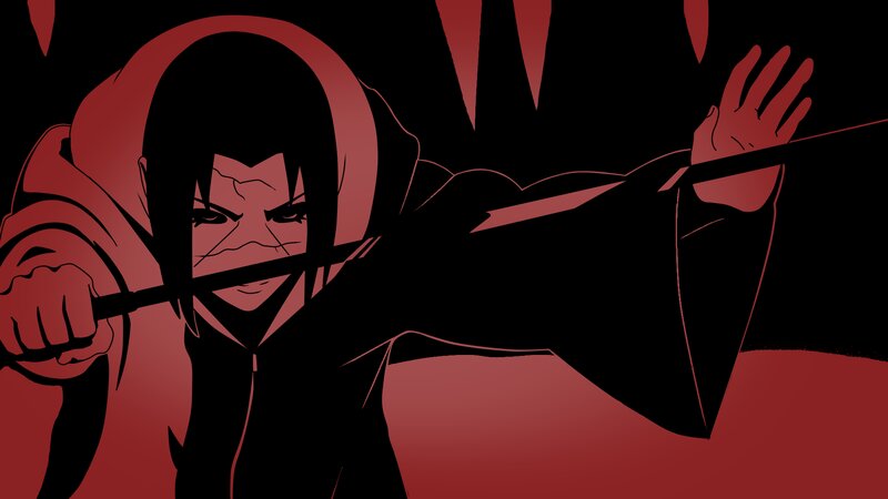 Anime Character with Sword — Black, Dramatic, Manga, Hooded Cloak