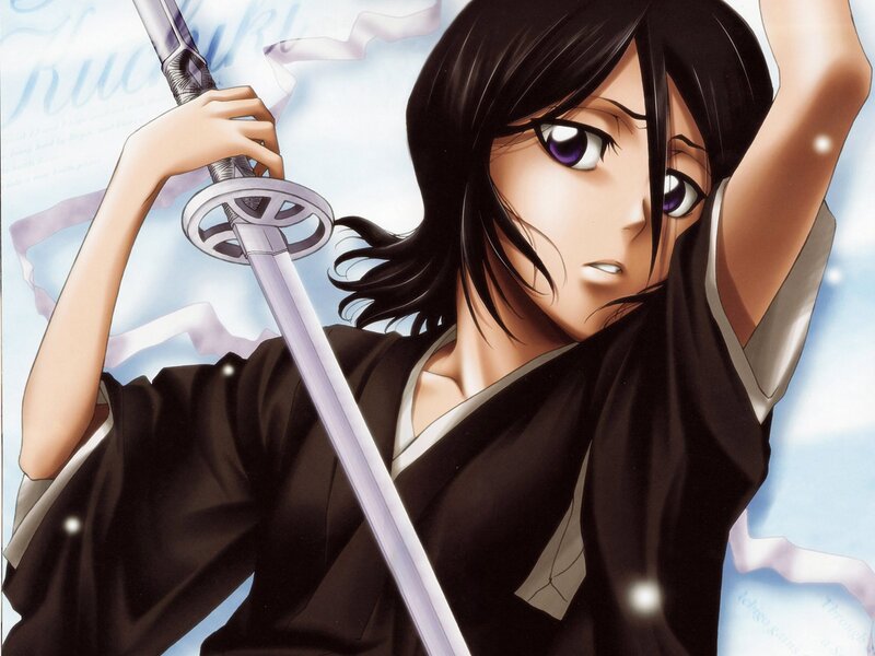 Anime Character with Sword — Black, Dramatic, Manga, Kimono