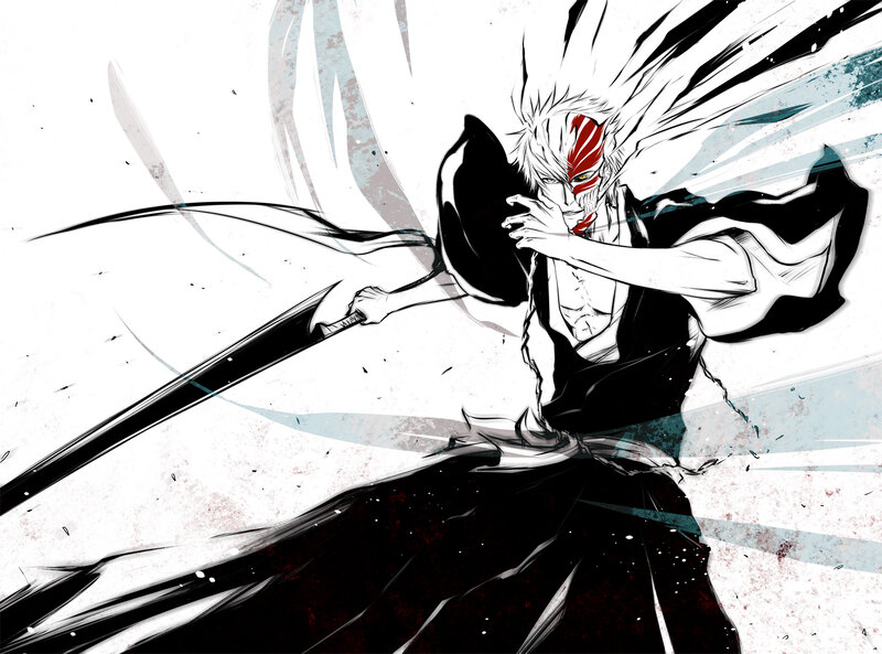 Anime Character with Sword — Black, Dramatic, Manga, Mask