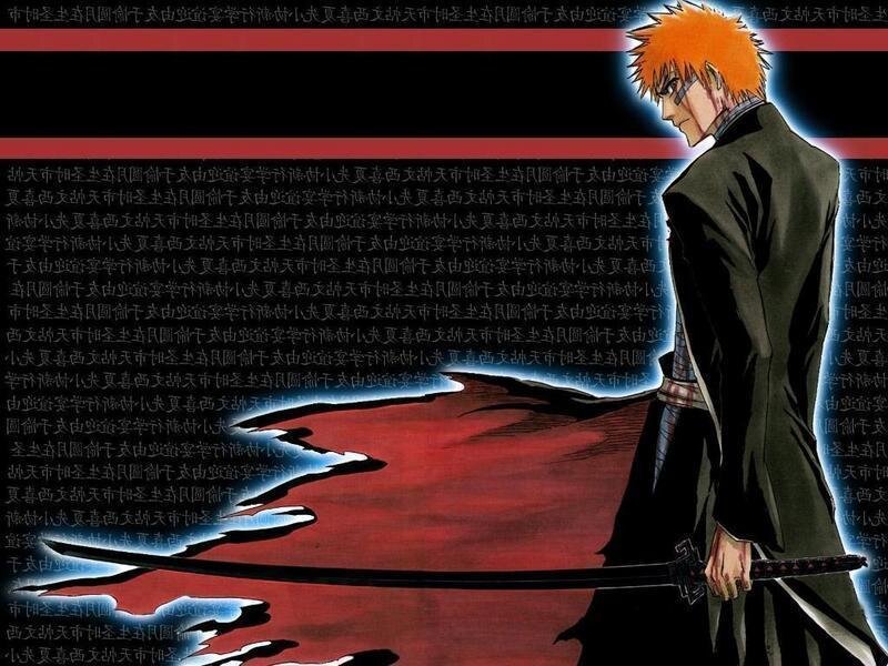 Anime Character with Sword — Black, Dramatic, Manga, Orange Hair