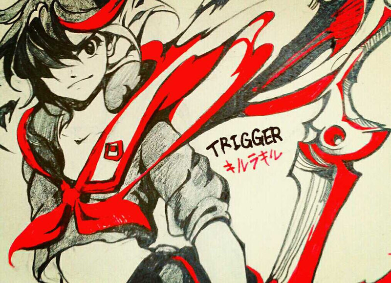 Anime Character with Sword — Black, Dramatic, Manga, Red Scarf