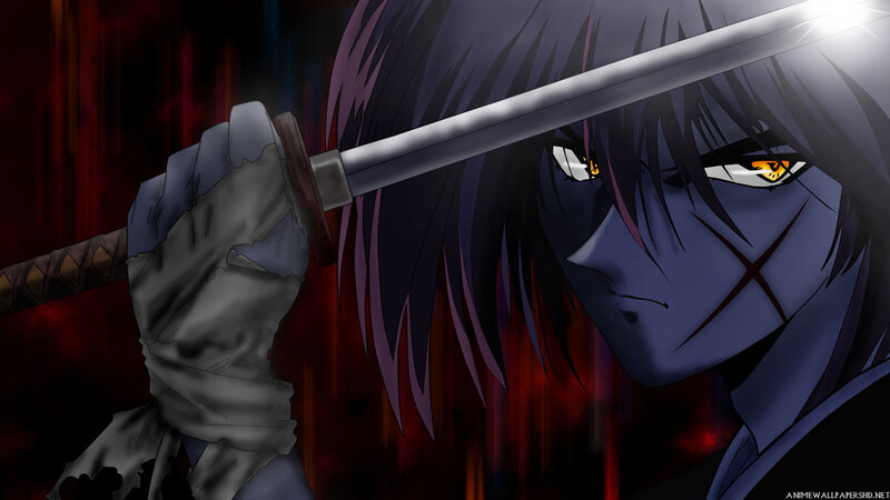 Anime Character with Sword — Black, Dramatic, Manga, Scar