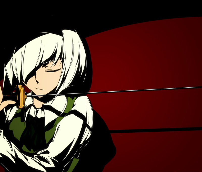 Anime Character with Sword — Black, Dramatic, Manga, School Uniform