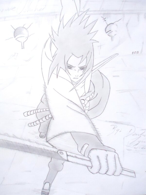 Anime Character with Sword — Black, Dramatic, Manga, Spiky Hair, Robes