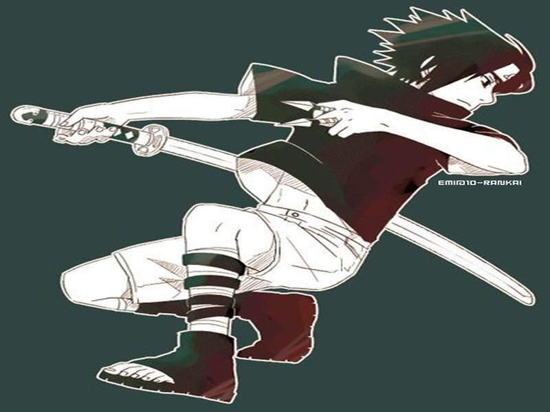 Anime Character with Sword — Black, Dramatic, Manga, Spiky Hair