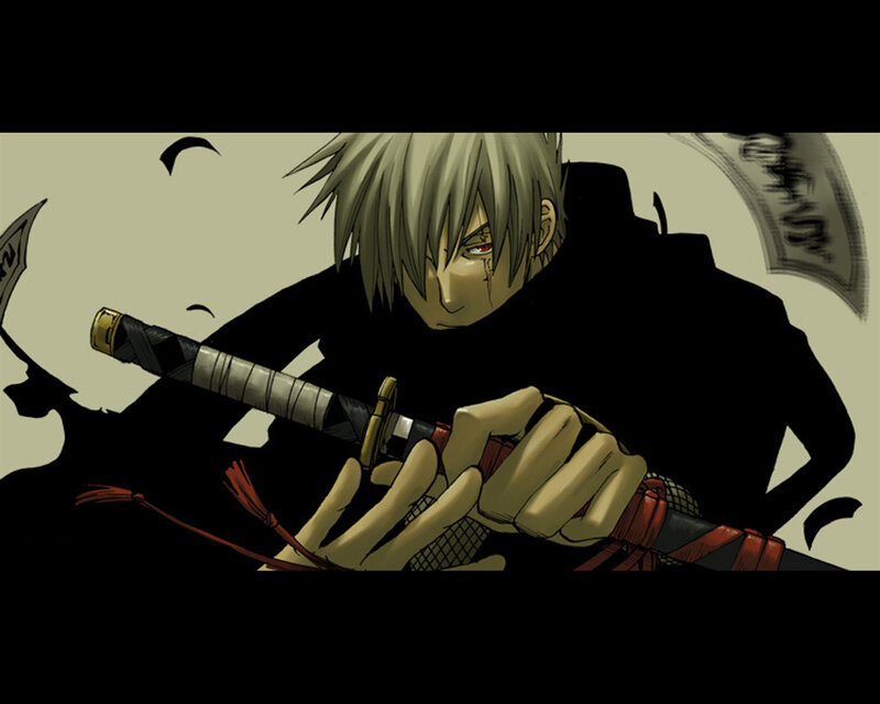 Anime Character with Sword — Black, Dramatic, Manga, Tattoo