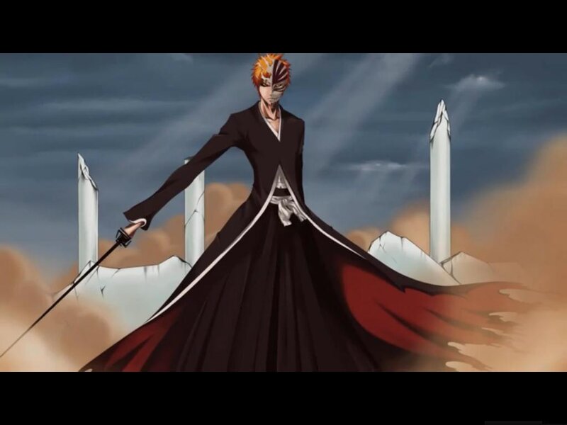 Anime Character with Sword — Black, Dramatic, Mask, Robes