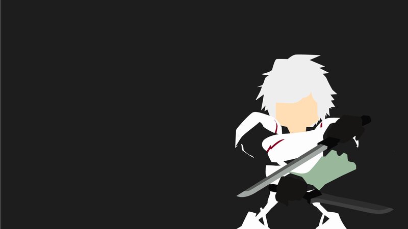 Anime Character with Sword — Black, Dramatic, Minimalist