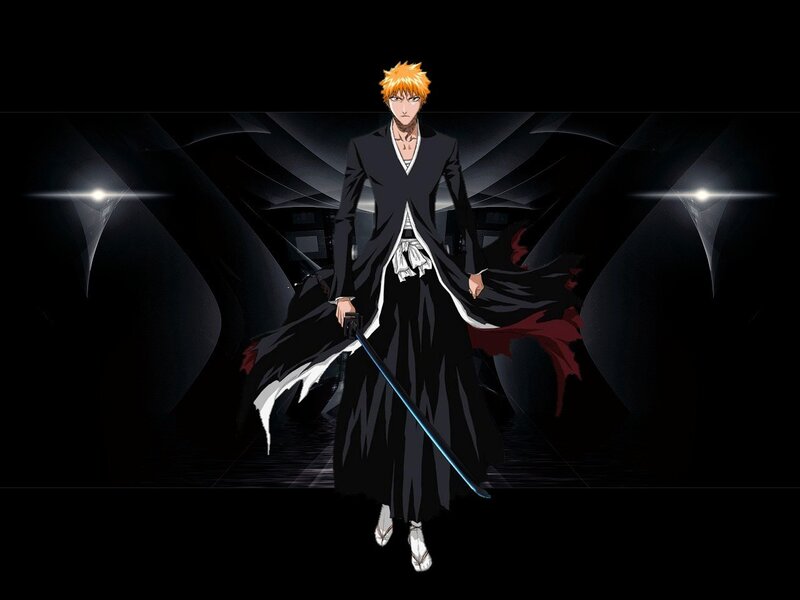 Anime Character with Sword — Black, Dramatic, Night, Black Robe