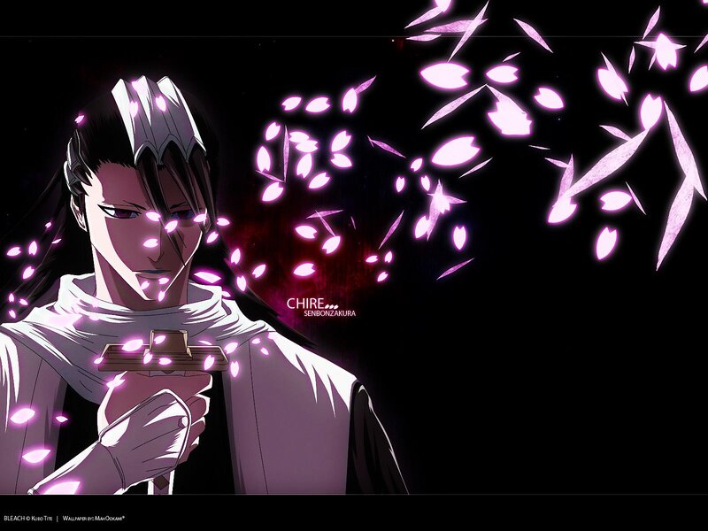 Anime Character with Sword — Black, Dramatic, Night, Cherry Blossoms, Dark Background