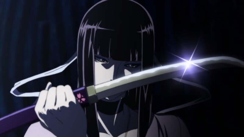 Anime Character with Sword — Black, Dramatic, Night, Dark Background, Long Hair