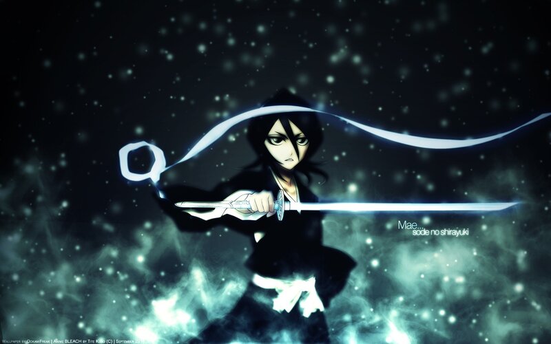 Anime Character with Sword — Black, Dramatic, Night, Dark Background