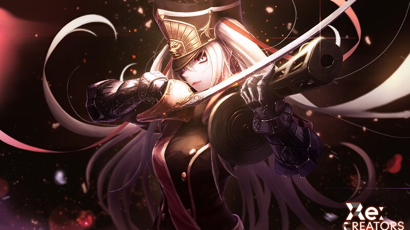Anime Character with Sword — Black, Dramatic, Night, Digital Art, Armor, Helmet