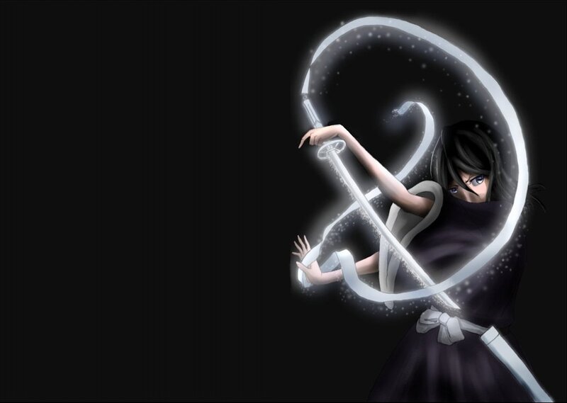 Anime Character with Sword — Black, Dramatic, Night, Digital Art, Dark Background