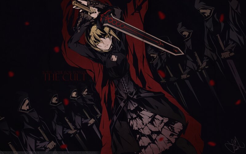 Anime Character with Sword — Black, Dramatic, Night, Digital Art, Hooded Figures