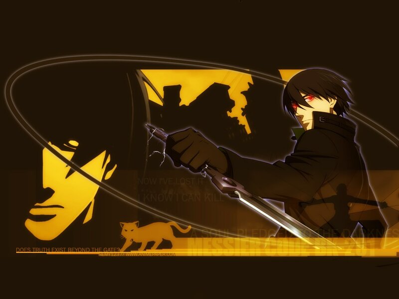 Anime Character with Sword — Black, Dramatic, Night, Digital Art