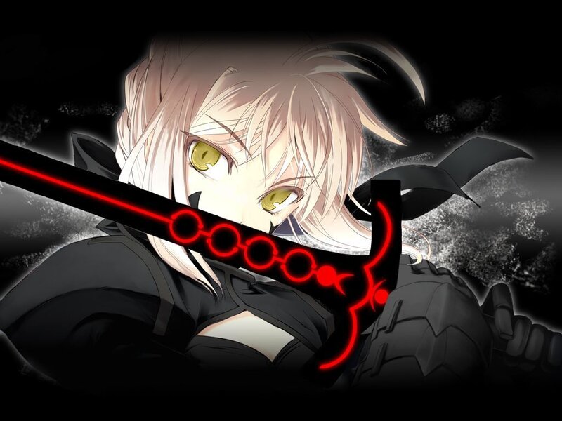 Anime Character with Sword — Black, Dramatic, Night, Eyes