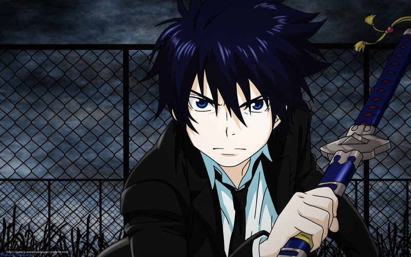Anime Character with Sword — Black, Dramatic, Night, Fence, Night Sky