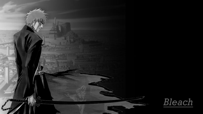 Anime Character with Sword — Black, Dramatic, Night, Manga, Cityscape, Spiky Hair