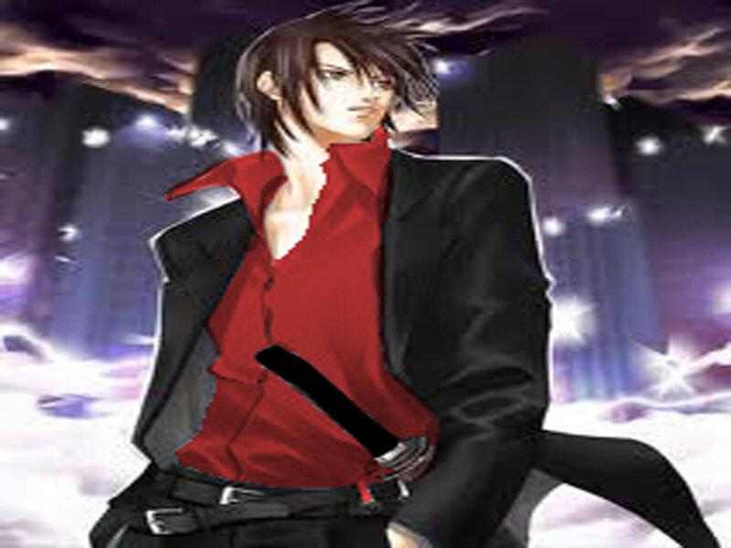 Anime Character with Sword — Black, Dramatic, Night, Manga, Cityscape