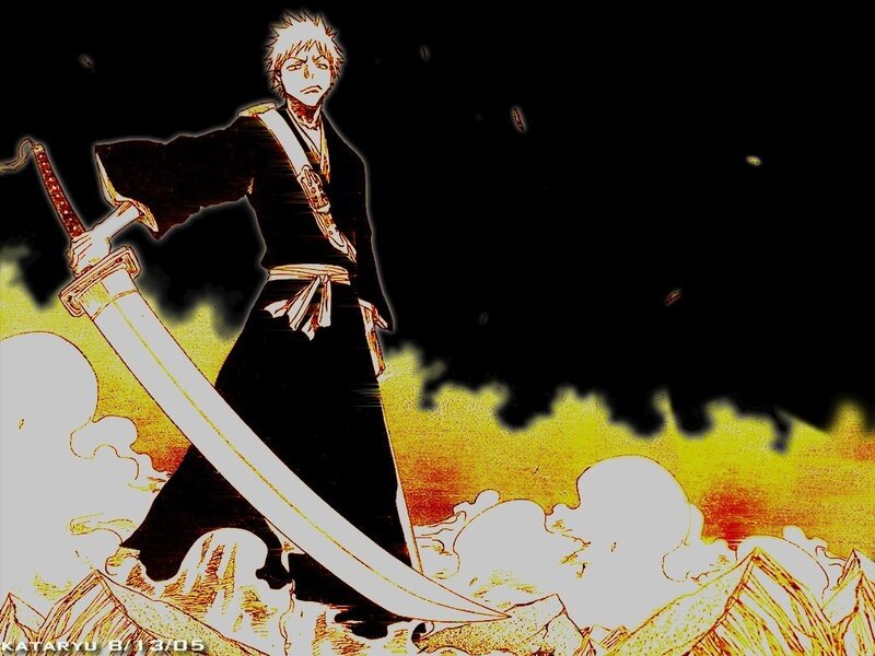 Anime Character with Sword — Black, Dramatic, Night, Manga, Clouds