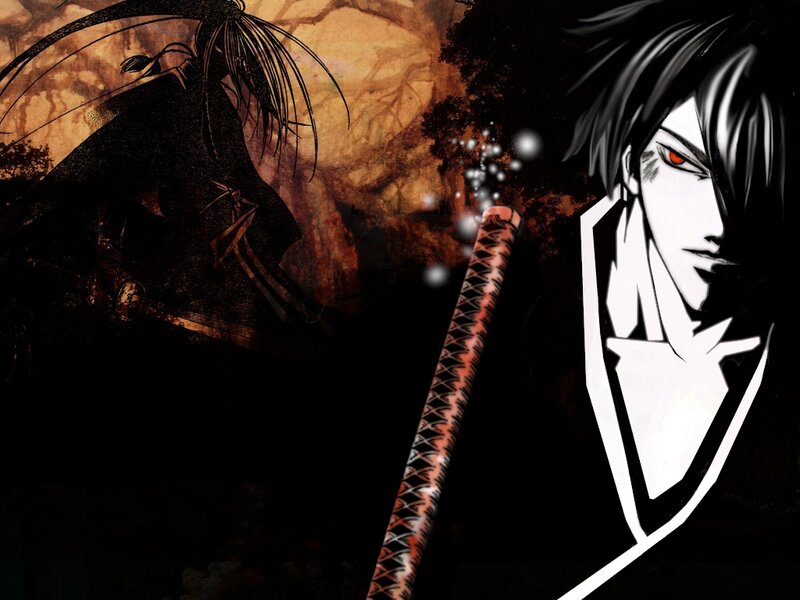 Anime Character with Sword — Black, Dramatic, Night, Manga, Forest