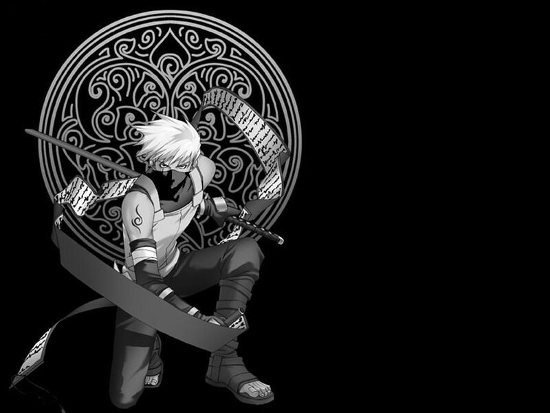 Anime Character with Sword — Black, Dramatic, Night, Manga, Scrolls