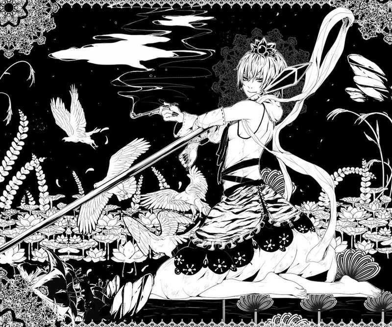Anime Character with Sword — Black, Dramatic, Night, Manga