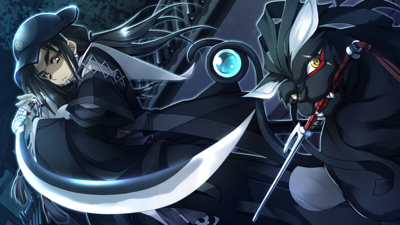 Anime Character with Sword — Black, Dramatic, Night, Monster