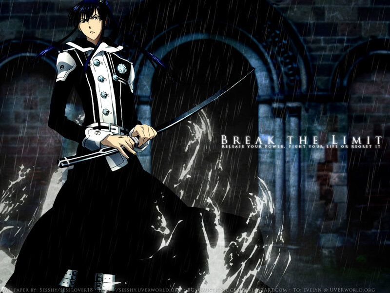 Anime Character with Sword — Black, Dramatic, Night, Rain, Castle