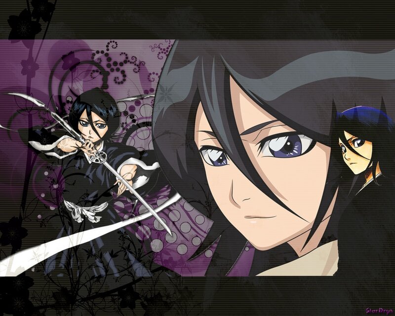 Anime Character with Sword — Black, Dramatic, Purple Background