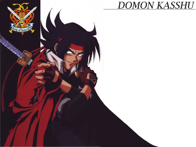 Anime Character with Sword — Black, Dramatic, Red Cloak