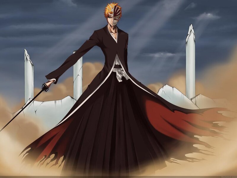 Anime Character with Sword — Black, Dramatic, Robes