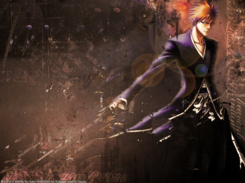 Anime Character with Sword — Black, Dramatic, Spiky Hair